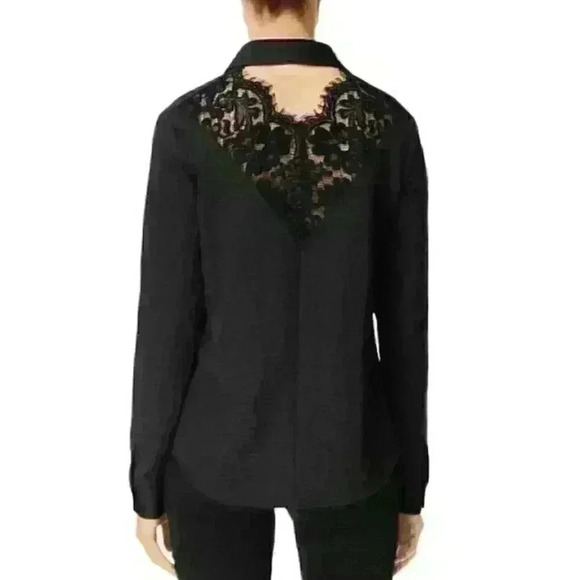 NEW! J Brand Womens M Lula Button-Front Lace Inset Shirt In Black NWT $228 - Picture 3 of 4